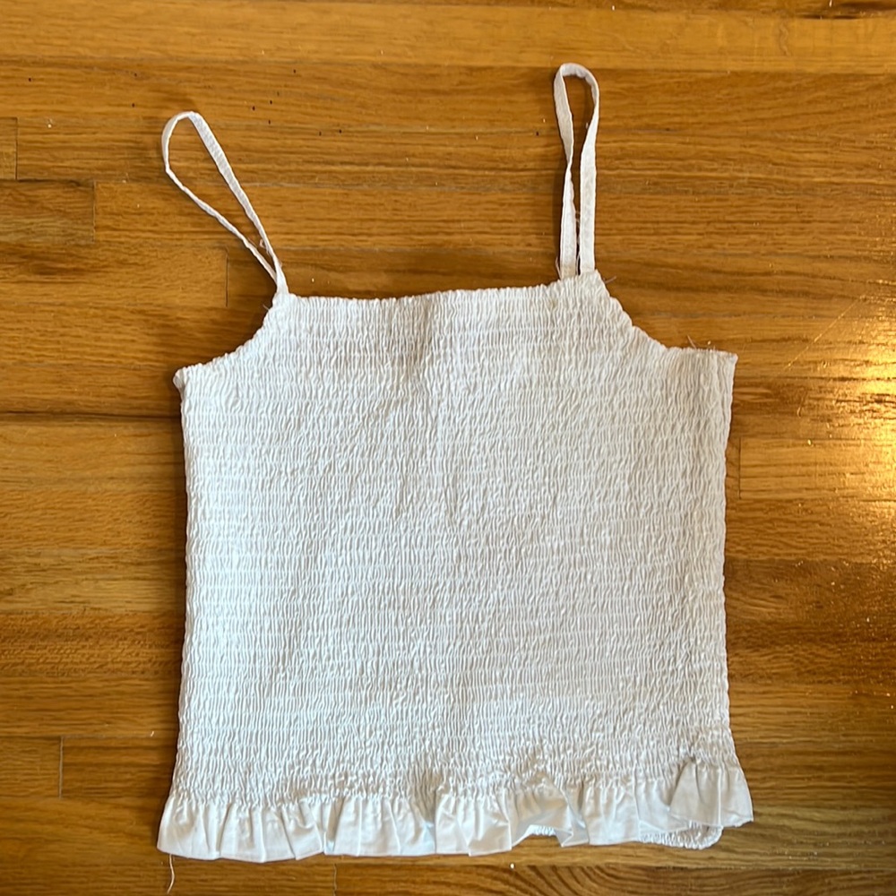 Brand New - Women’s Small - Summer Ruched White Crop Tank Top